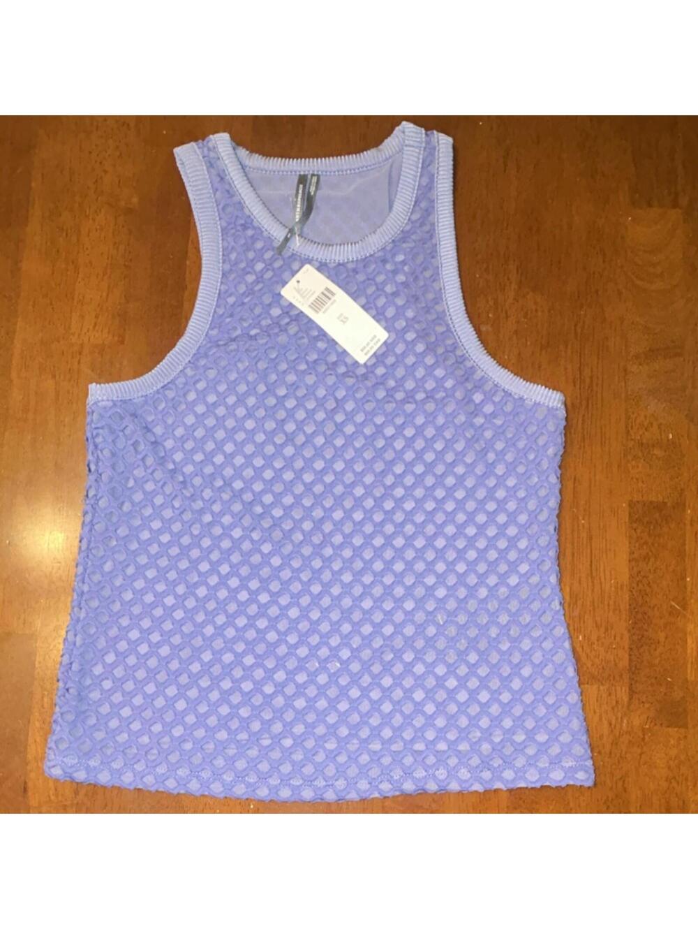 Anthropologie Lavender Mesh Textured Sleeveless‎ Tank Top, Geometric XS